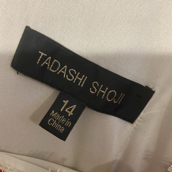 Tadashi Shoji cream lace overlay peplum dress size 14 - Picture 5 of 7